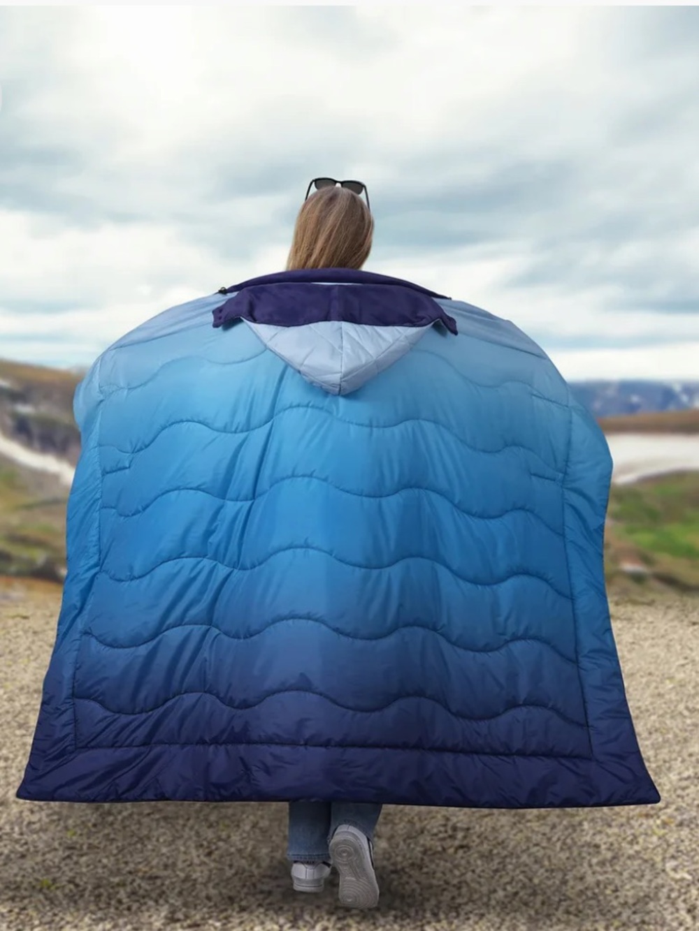 Below Zero Hooded Wearable Blanket with Detachable Hood